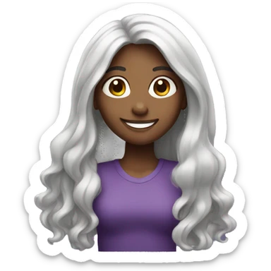 smiling girl with long hair purple sticker