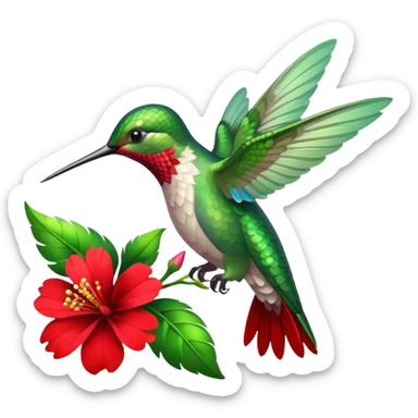 hummingbird drinking nectar from flower sticker