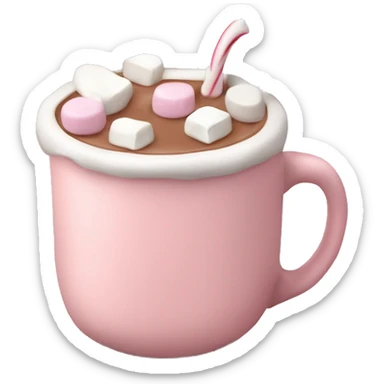 Light Pink mug of hot chocolate with marshmallows  sticker