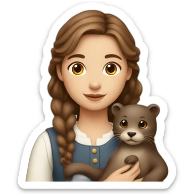 a brown haired danish girl and her otter sticker