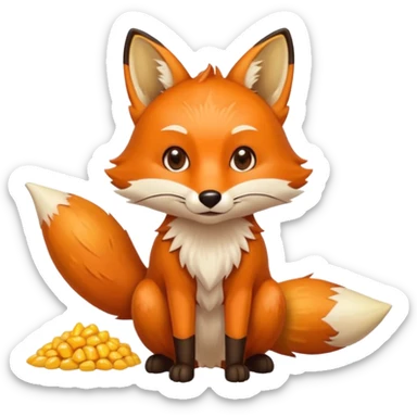 fox pooping corn sticker