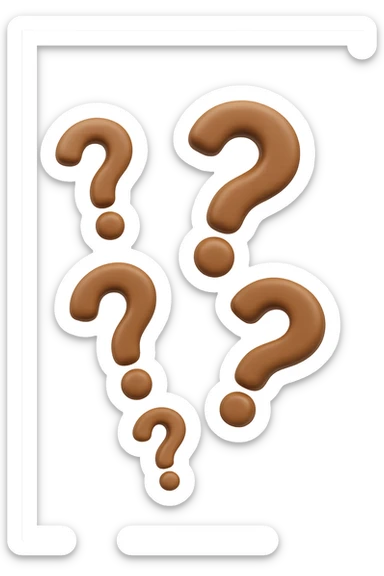 emoji 3d stile iphone di 3 punti interrogativi marroncini che fluttuano in aria sticker