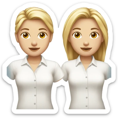 two caucasian girls wearing white shirts sticker