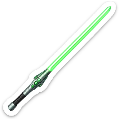lightsaber with glowing green blade and simple hilt sticker
