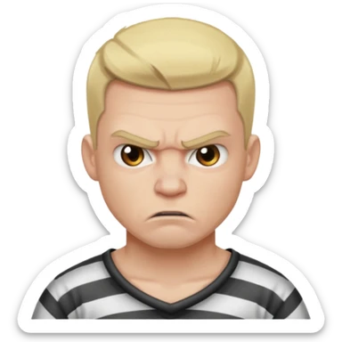angry blonde tattooed male prisoner sticker