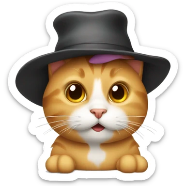 cat pooping out hats sticker