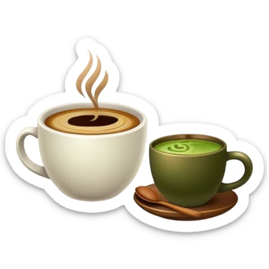 A cup of Coffee and a cup matcha sticker