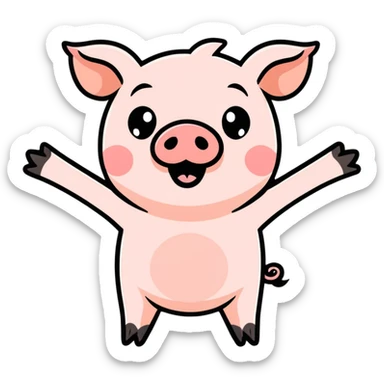 Excited piggy sticker