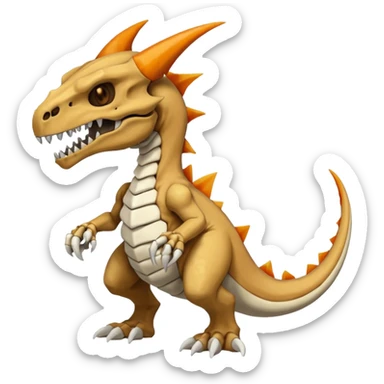 Skeletal white-Skull-mask-faced Cuzard-Cubone-Marowak-Charizard-Fakémon-Pokémon-Fusion, full body sticker