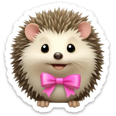 hedgehog with a pink bow sticker
