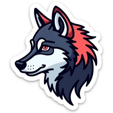wolf profile, side view of wolf head sticker