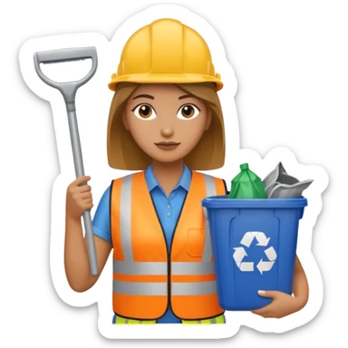 women, Waste Management, safety vest, trash picker sticker