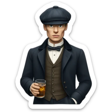 Tommy shelby peaky blinders drinking whisky sticker