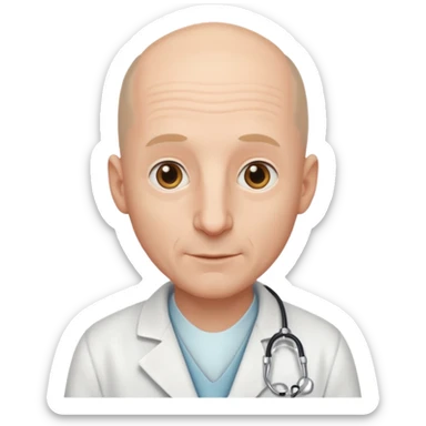white male doctor a little bald no wrinkles long ears big nose sticker