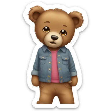 A cute teddy bear wearing clothes and hugging  sticker