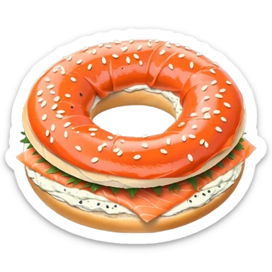 poppy bagel with salmon lox and cream cheese sticker