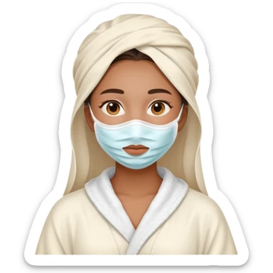 Girl with skin care face mask on and in a robe sticker