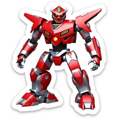 A mega zord tech bot with blood and glowing eyes in the style of your bleeding skull art, full body sticker