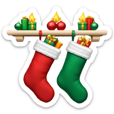 Christmas stockings on fireplace sticker