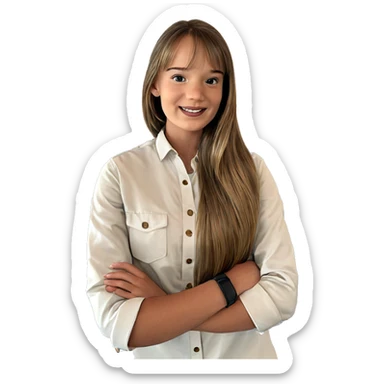 smiling girl with long hair sticker