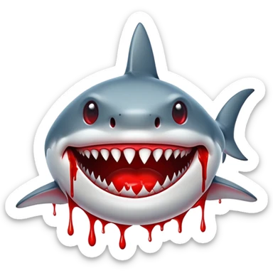 shark smiley face with exaggerated blood dripping from the nose sticker