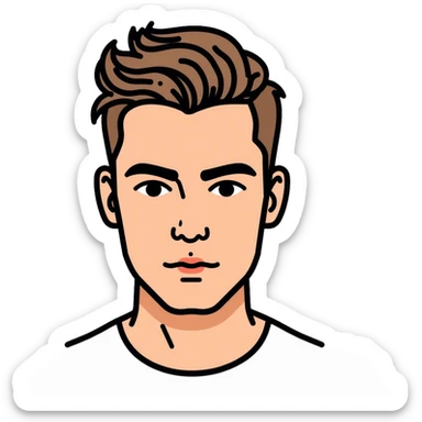 young man face, modern haircut sticker