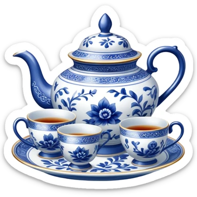 blue chinese tea ceremony sticker