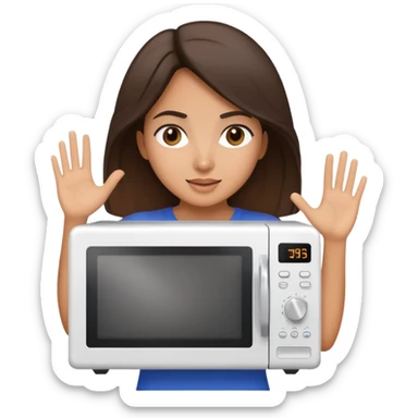Latina girl throwing a microwave sticker