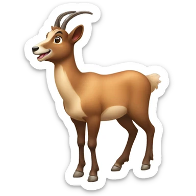 happy smiling brown chamois pointing to the left side with his hoof sticker