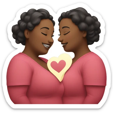 two plus size women, hearts around them sticker