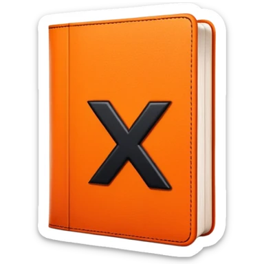 A bright orange book with a black, bold X with a slightly rough, edgy texture, exuding idgaf energy and pure, unapologetic confidence..orange halo aura.. unstoppable sticker
