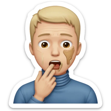 man choking himself on his throat  sticker