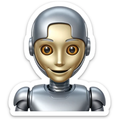 smiling humanoid robot sticker