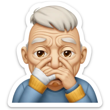 a. person smelling something bad sticker