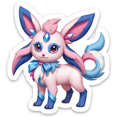 Shiny Absol-Sylveon-Auroras-Fakémon-hybrid-creature (full body)  sticker
