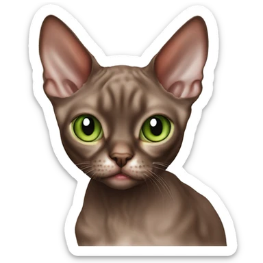 Chocolate Devon Rex with green eyes  sticker