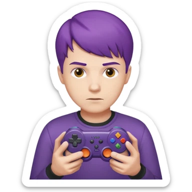 colored purple short male hair gamer game pad controller sticker