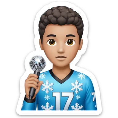 I want these emojis 💎🎤🪩❄️ in one frame with the number 17 I don't want a girl or boy in the pictures. sticker