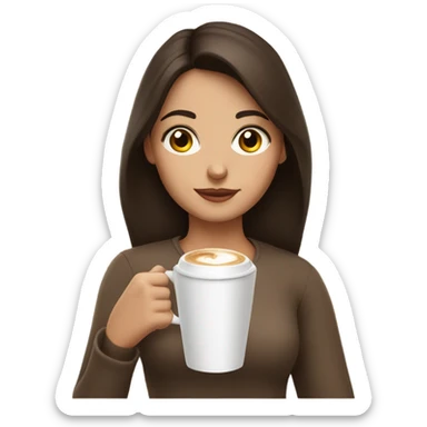 brunette girl with hazel eyes drinking latte sticker