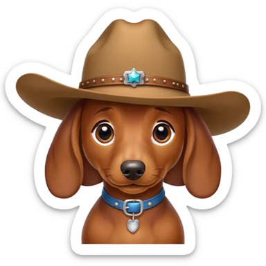 Daschund wearing cowboy hat  sticker