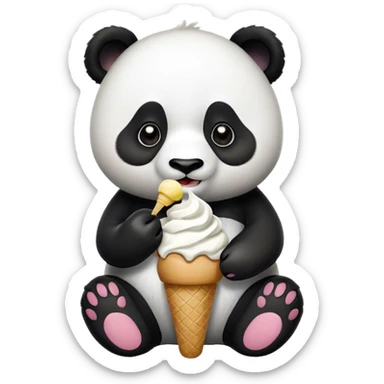 Panda eating ice cream sticker