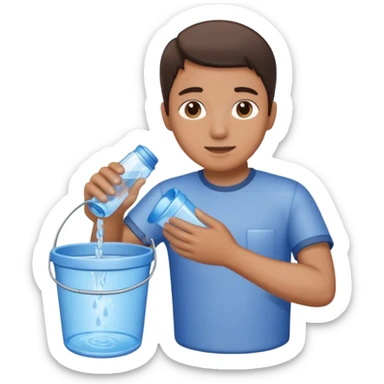 emptying a bucket of water sticker