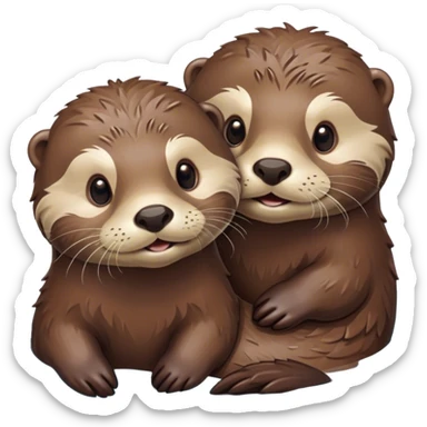 two otters floating together  sticker