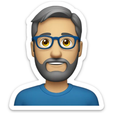 Hombre rubio con lentes azules redondos,  barba canosa sticker