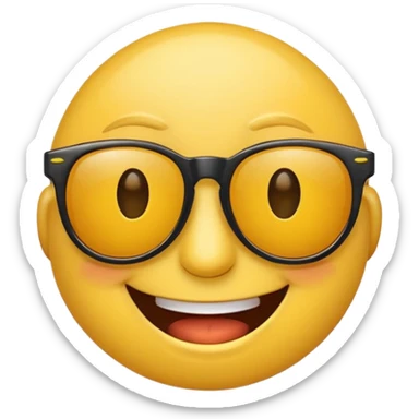 cartoon sticker of a smiling emoji with sunglasses, colorful and cheerful, no text, suitable for WhatsApp and Instagram sticker