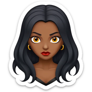 Faça uma vampira, do gênero feminino, cabelos longos preto, mas não tanto, olhos castanhos escuros marcantes, e uma mordida no rosto ou pescoço  sticker