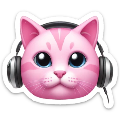 Pink cat gamer headphones  sticker