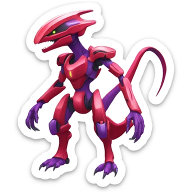 a Genesect-Raptor-Fakémon—hybrid with a futuristic visor-helmet full body sticker