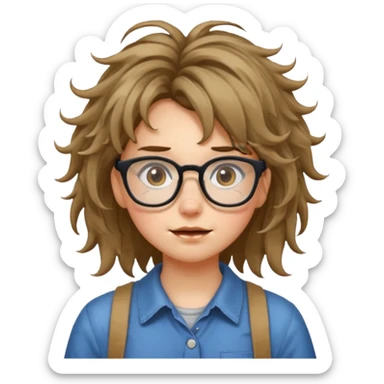 nerd messy girl with pimples and glasses sticker