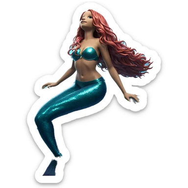 mermaid girl underwater scene sticker
